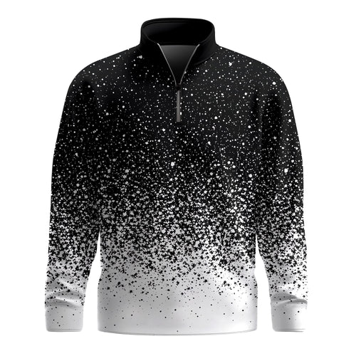 2026  B&W Dust Pattern Men Quarter-zip Pullover