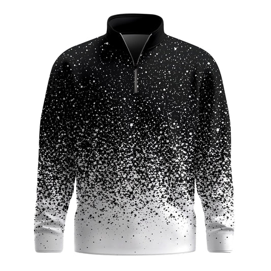 2026  B&W Dust Pattern Men Quarter-zip Pullover