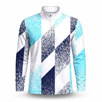 Cyan Dark Blue 2027  Men Quarter-zip Pullover