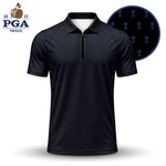 2027  Trophy Pattern Blue Black Men Zip Polo Shirt