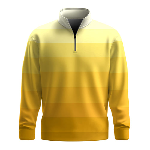 2026  Gradient Yellow Horizontal Lines Men Quarter-zip Pullover