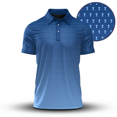 Gradient Blue 2026  Trophy Pattern Men Polo Shirt