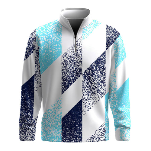Cyan Dark Blue 2026  Men Quarter-zip Pullover