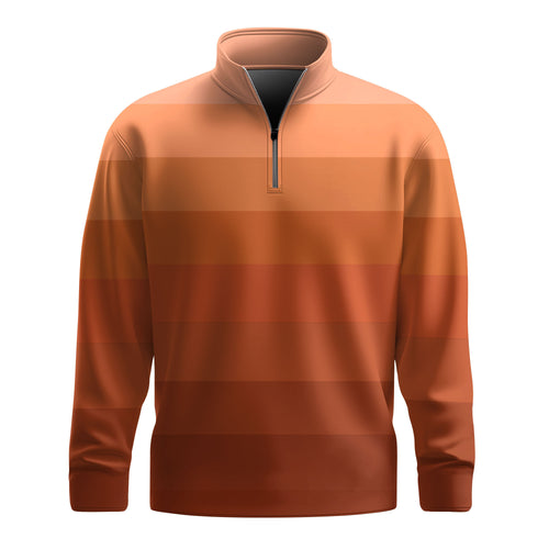 Gradient Orange Horizontal Lines Men Quarter-zip Pullover