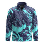 Cyan Grey Sporty Pattern  Men Quarter-zip Pullover