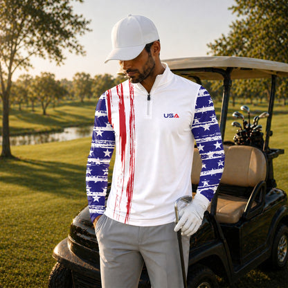 US Flag USA Team Men Quarter-zip Pullover V2