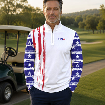 US Flag USA Team Men Quarter-zip Pullover V2