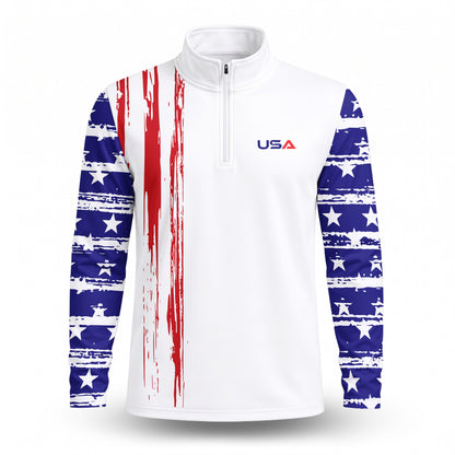 US Flag USA Team Men Quarter-zip Pullover V2