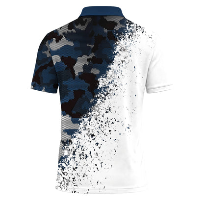 Blue Camo And White 2027  Men Polo Shirt