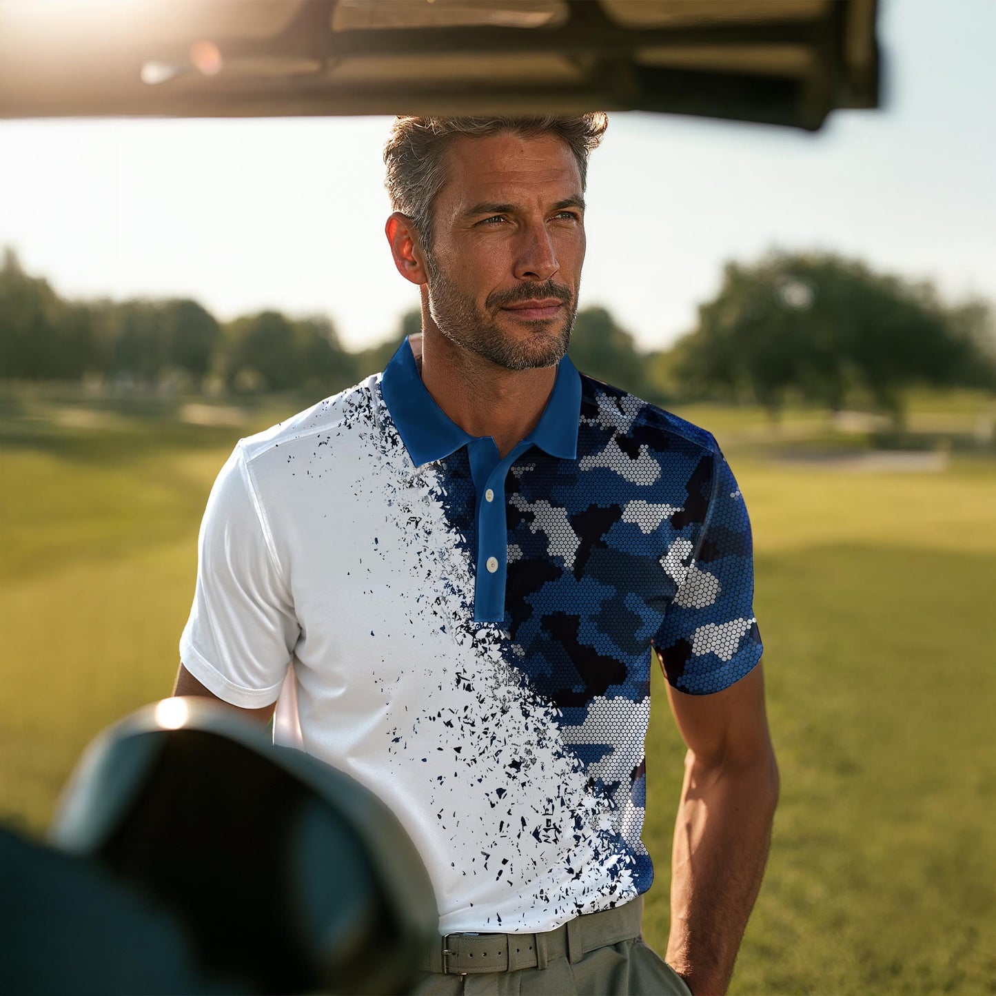 Blue Camo And White 2027  Men Polo Shirt