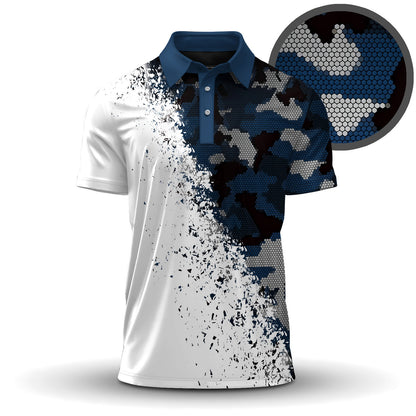 Blue Camo And White 2027  Men Polo Shirt