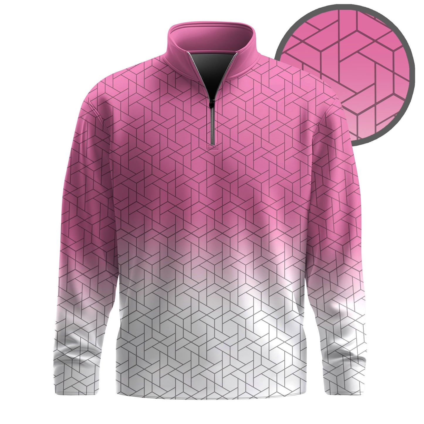 Pink White  Men Quarter-zip Pullover