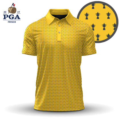 Yellow And Blue 2027 Trophy Pattern Men Polo Shirt
