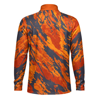 Orange Flow Paint  Men Quarter-zip Pullover