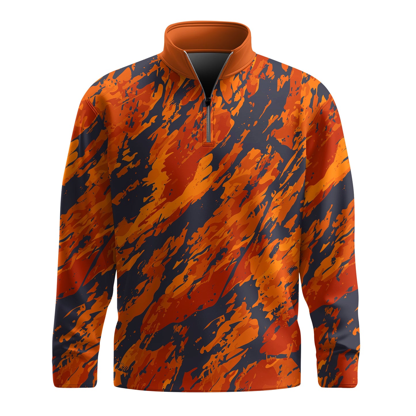 Orange Flow Paint  Men Quarter-zip Pullover