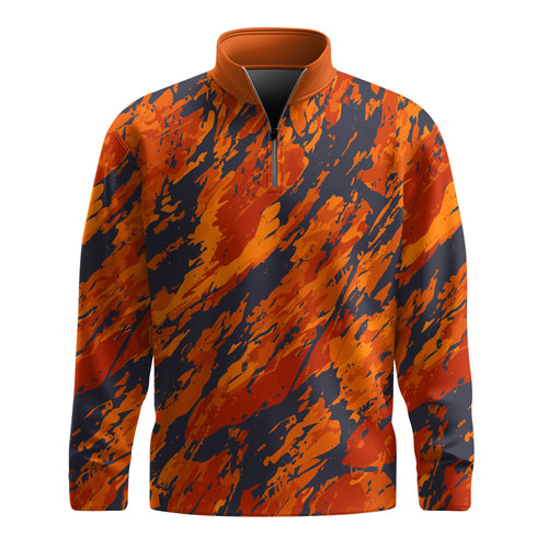 Orange Flow Paint  Men Quarter-zip Pullover