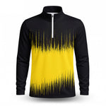 Black And Yellow Sporty Pattern  Men Quarter-zip Pullover