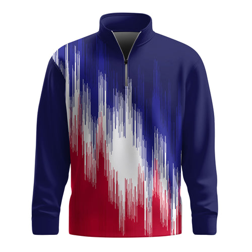 Blue Red White Sporty 2026  Men Quarter-zip Pullover