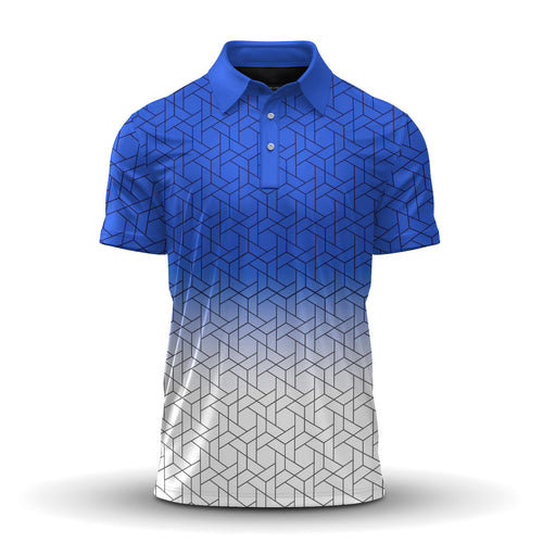 Blue White Cube 2027 Men Polo Shirt