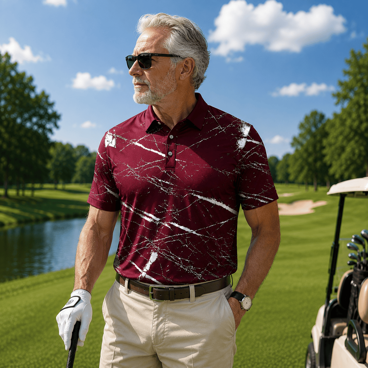 Dark Red Men Polo Shirt