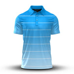 Gradient Blue White Horizontal Lines  Men Polo Shirt
