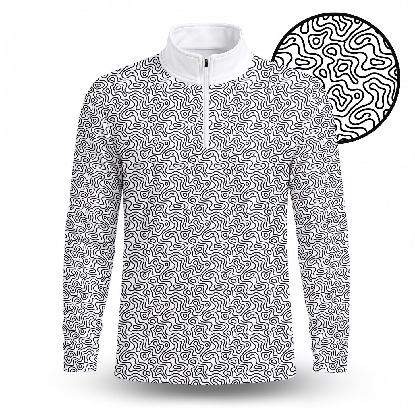 Golf Coure Black And White Pattern Men Quarter-zip Pullover