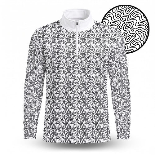 Golf Coure Black And White Pattern Men Quarter-zip Pullover