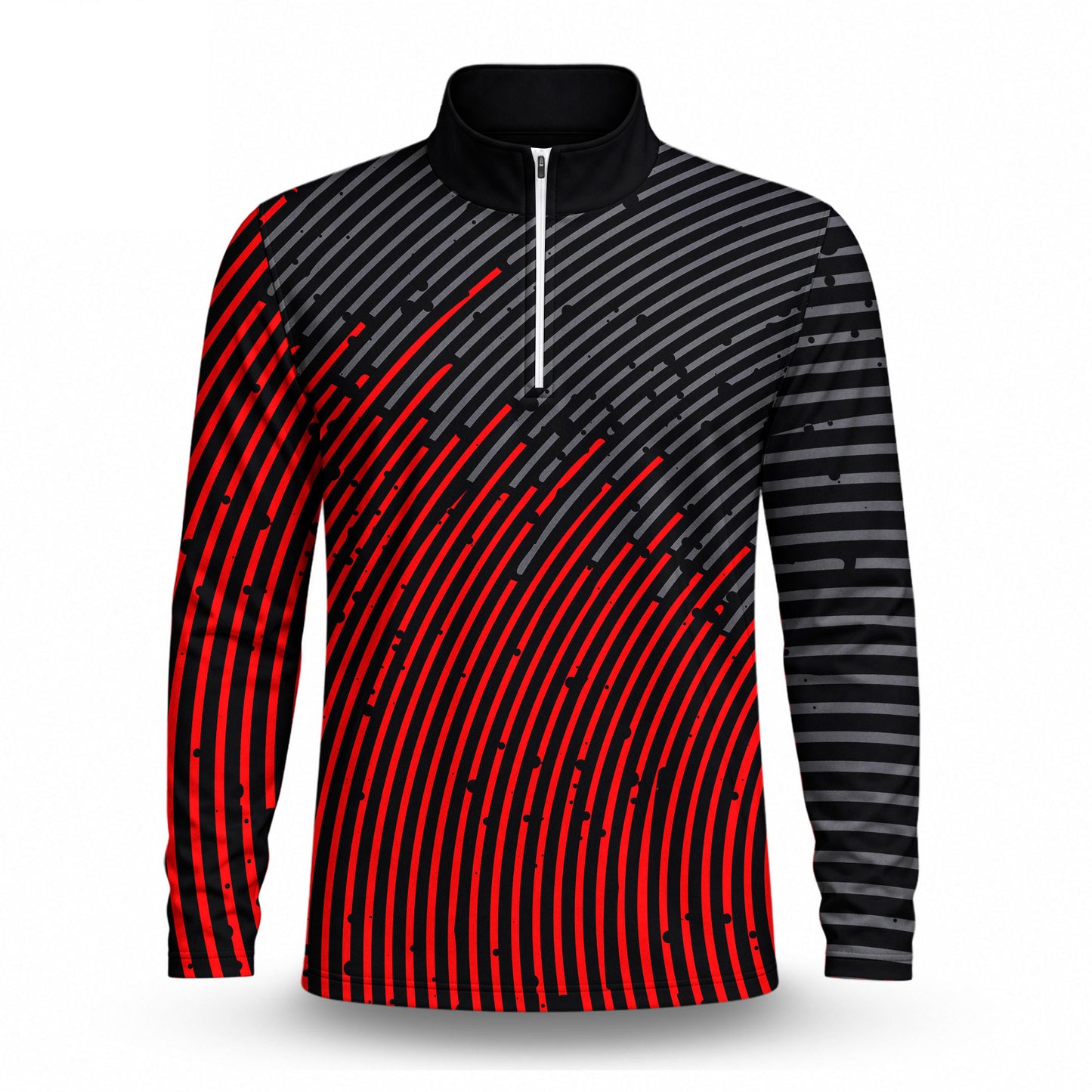 Circular Pattern Black Red 2027  Men Quarter-zip Pullover