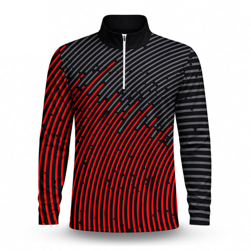 Circular Pattern Black Red 2027  Men Quarter-zip Pullover