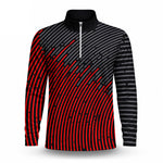 Circular Pattern Black Red 2027  Men Quarter-zip Pullover