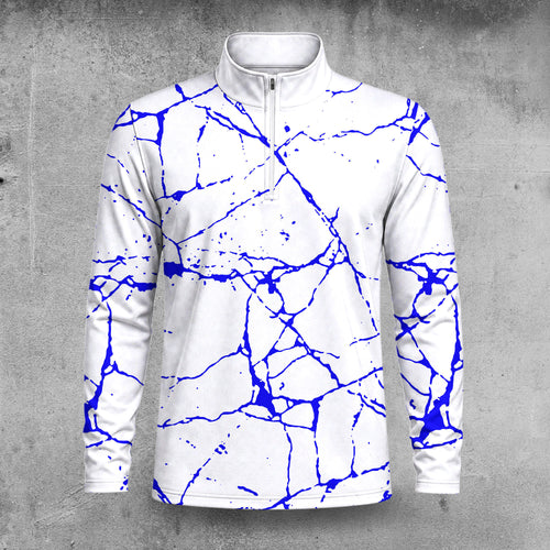 Blue Paint Flakes 2027  Men Quarter-zip Pullover