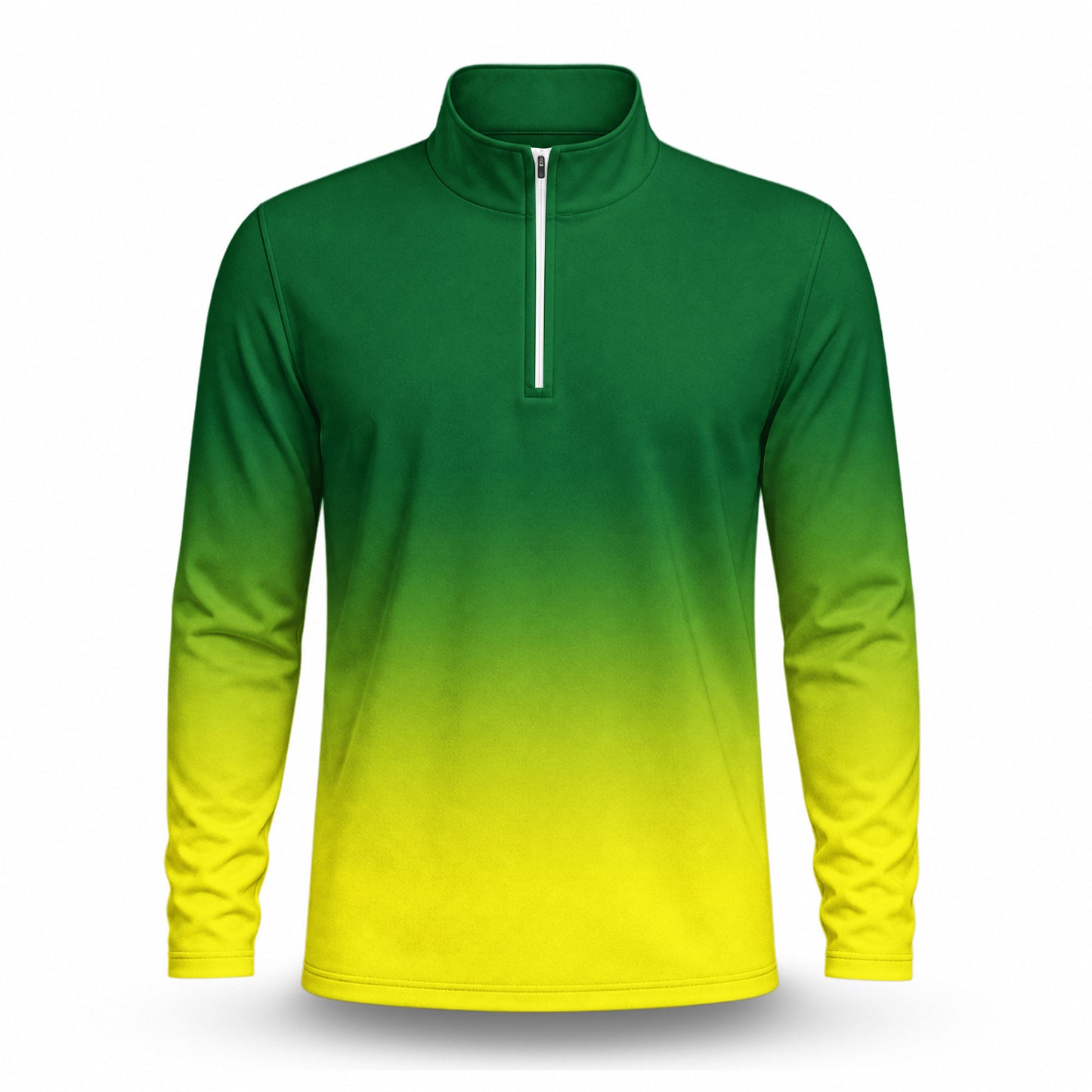 Gradient Green Yellow Men Quarter-zip Pullover MK New