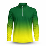 Gradient Green Yellow Men Quarter-zip Pullover MK New