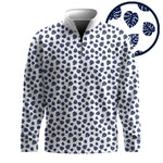 Blue White Pothos  Men Quarter-zip Pullover