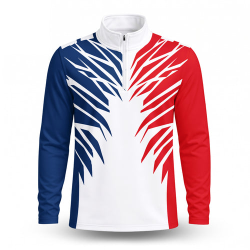 2027  Red Blue White Men Quarter-zip Pullover
