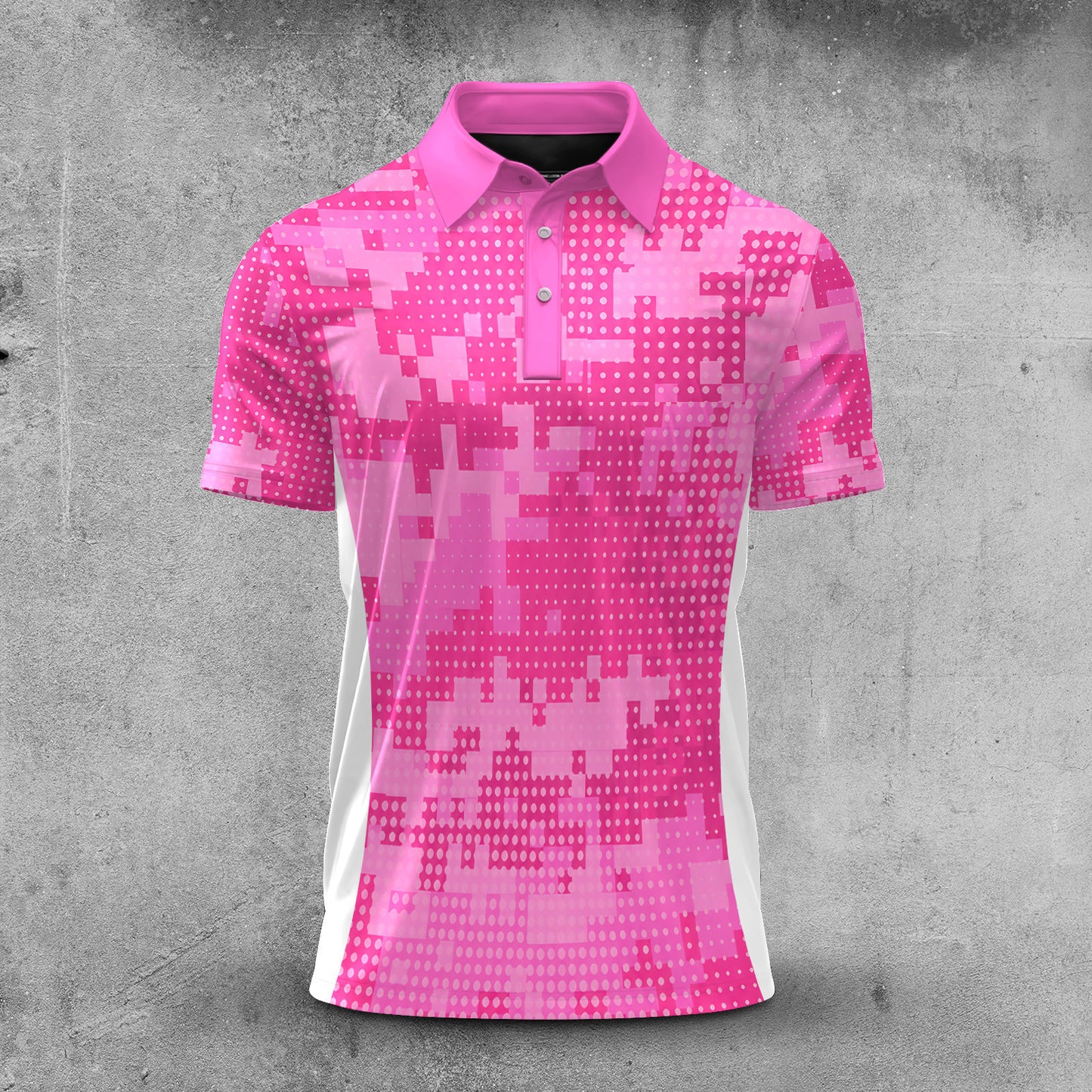 Pink Pixel Pattern Men Polo Shirt