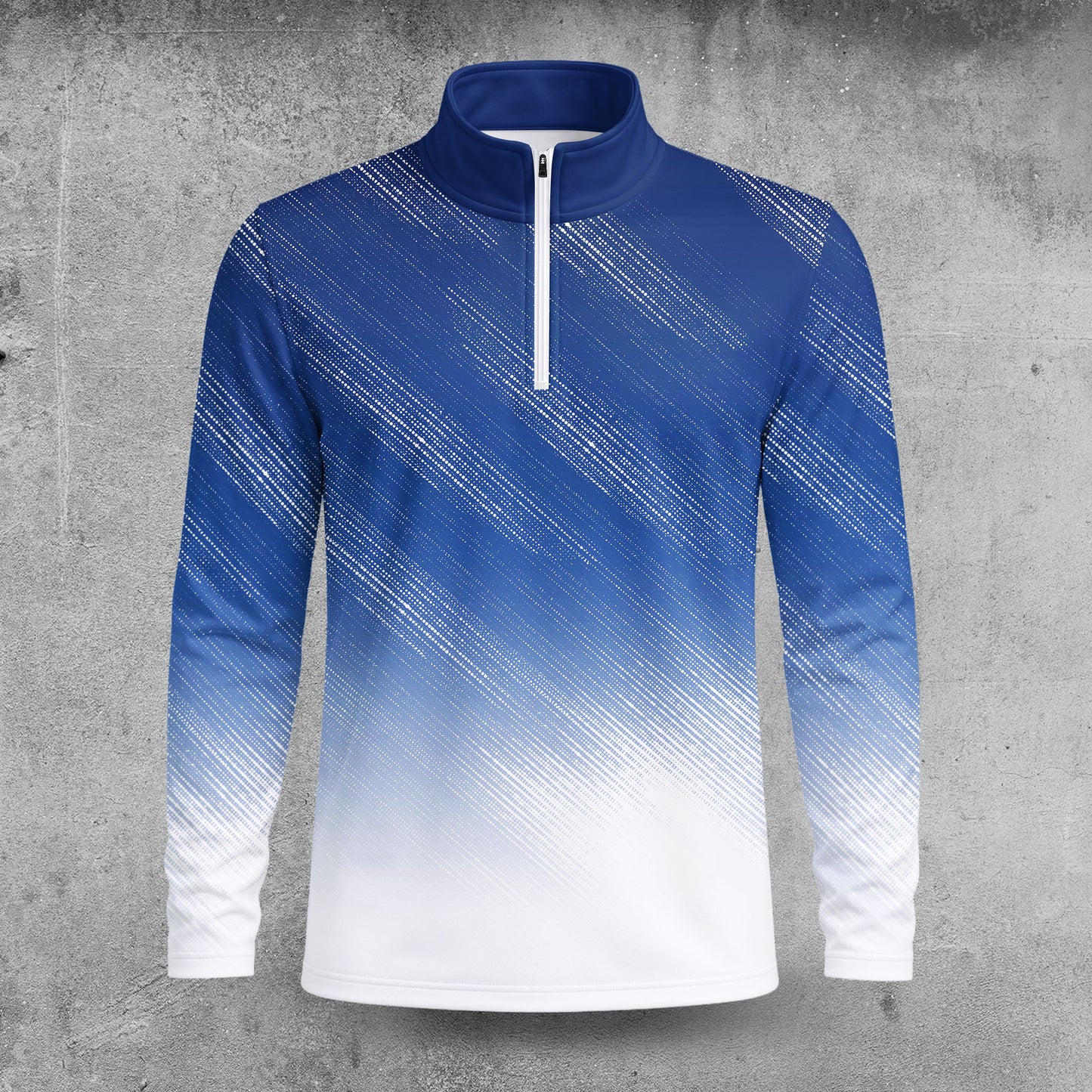 Blue White  Gradient Style Men Quarter-zip Pullover