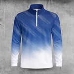 Blue White  Gradient Style Men Quarter-zip Pullover