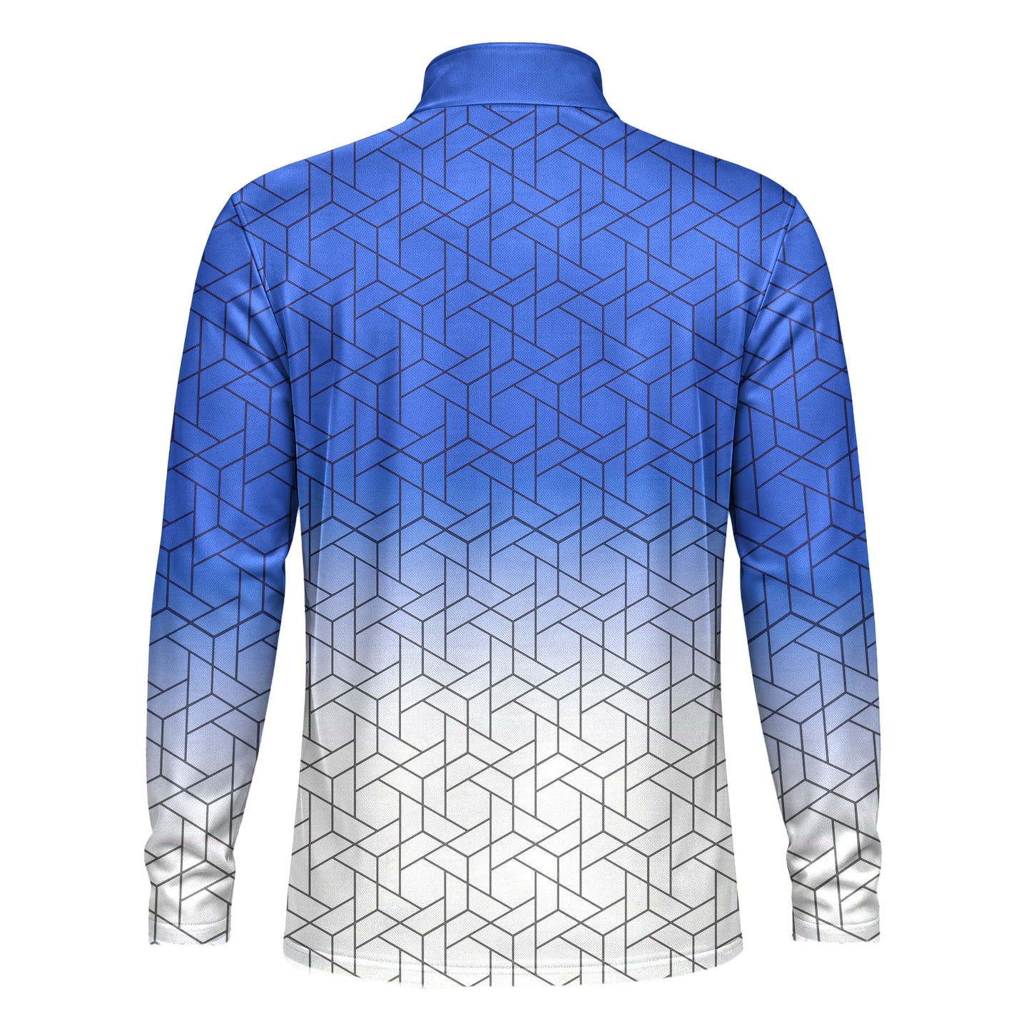 Blue White Cube  Men Quarter-zip Pullover