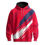Red Sporty Pattern Blue White  Men Hoodie
