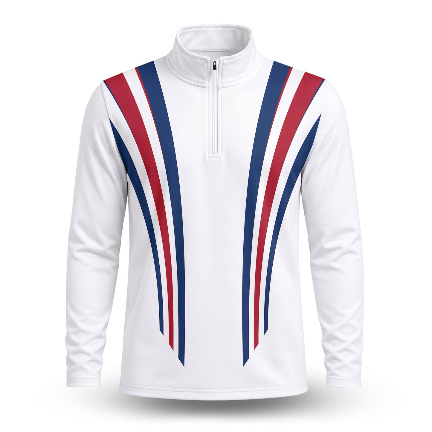 2027  Red Blue Lines White Men Quarter-zip Pullover