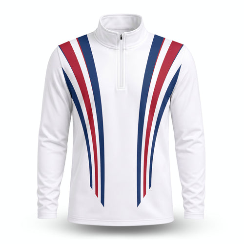 2027  Red Blue Lines White Men Quarter-zip Pullover