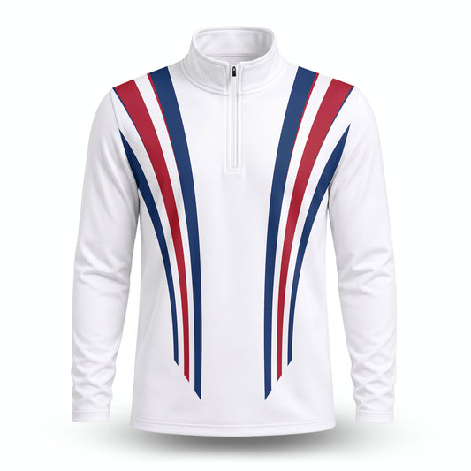 2027  Red Blue Lines White Men Quarter-zip Pullover