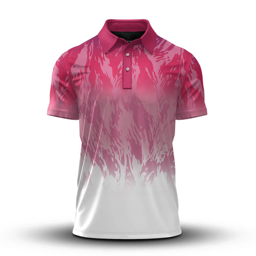 2027  Pink And White Men Polo Shirt