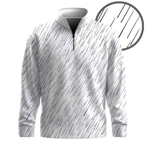 Blue Rain Pattern  Men Quarter-zip Pullover