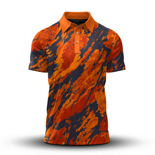 Orange Flow Paint Men Polo Shirt