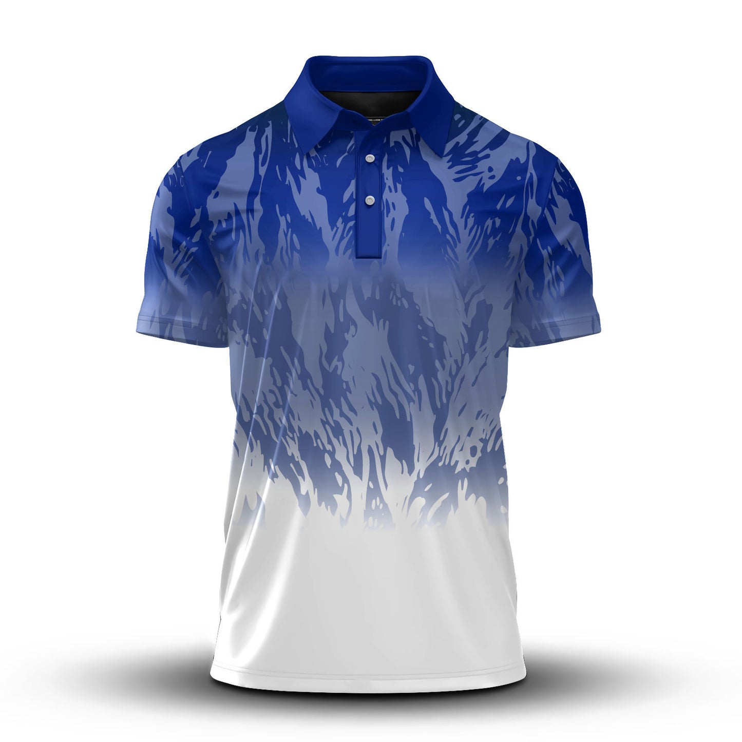2027  Blue And White Pattern Men Polo Shirt