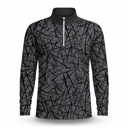 Black Grey 2027  Sporty Men Quarter-zip Pullover