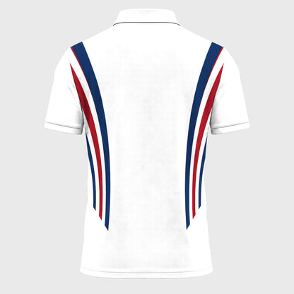 2026 Red Blue Lines White Men Polo Shirt