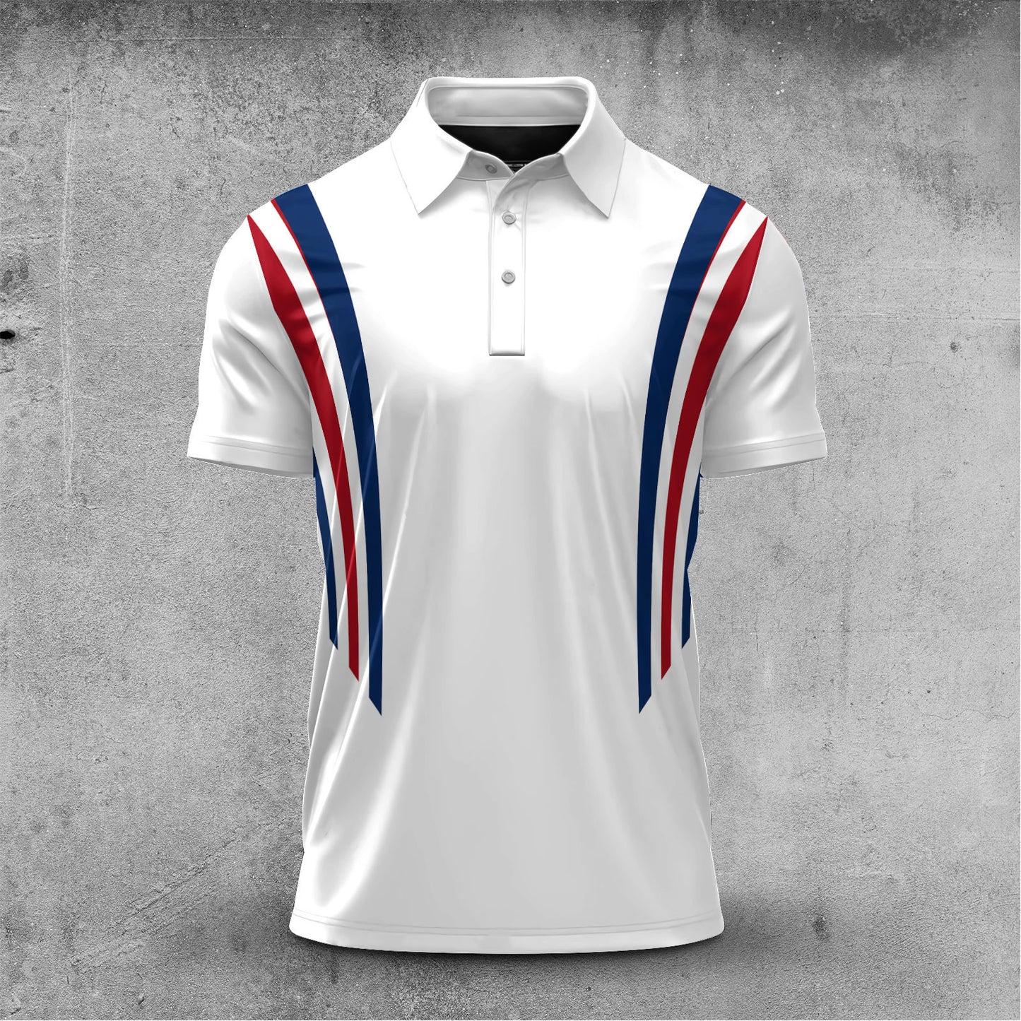 2026 Red Blue Lines White Men Polo Shirt